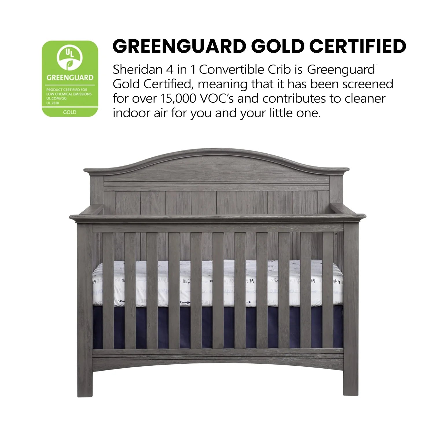 Sheridan 4-In-1 Convertible Crib, Graphite Gray