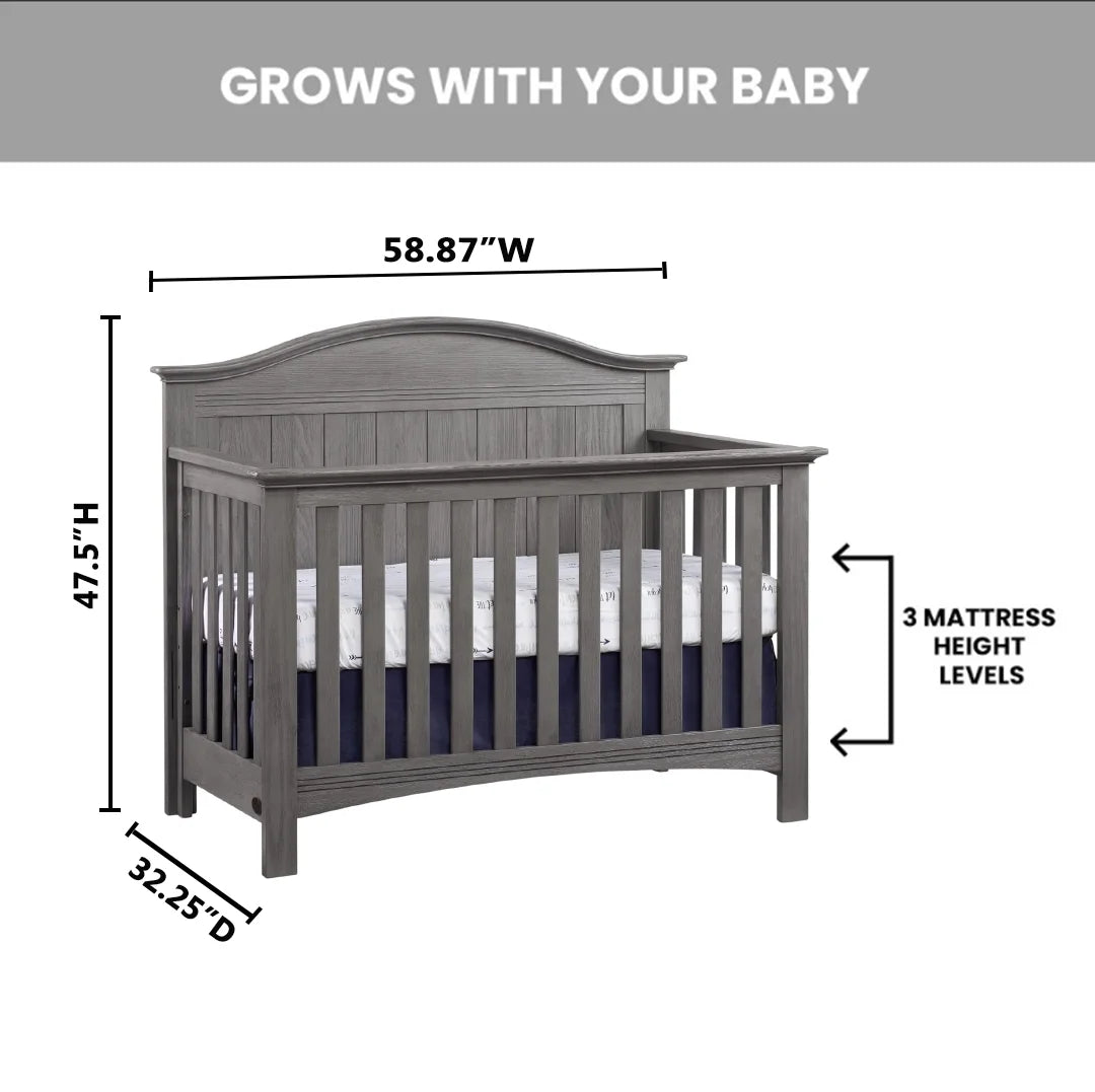 Sheridan 4-In-1 Convertible Crib, Graphite Gray