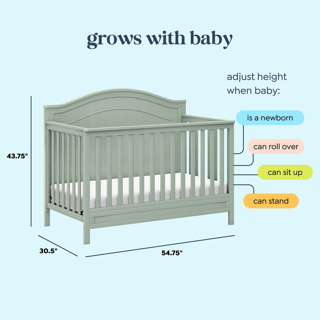 Charlie 4-In-1 Convertible Crib in Light Sage