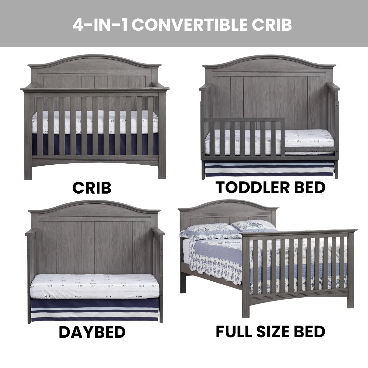 Sheridan 4-In-1 Convertible Crib, Graphite Gray