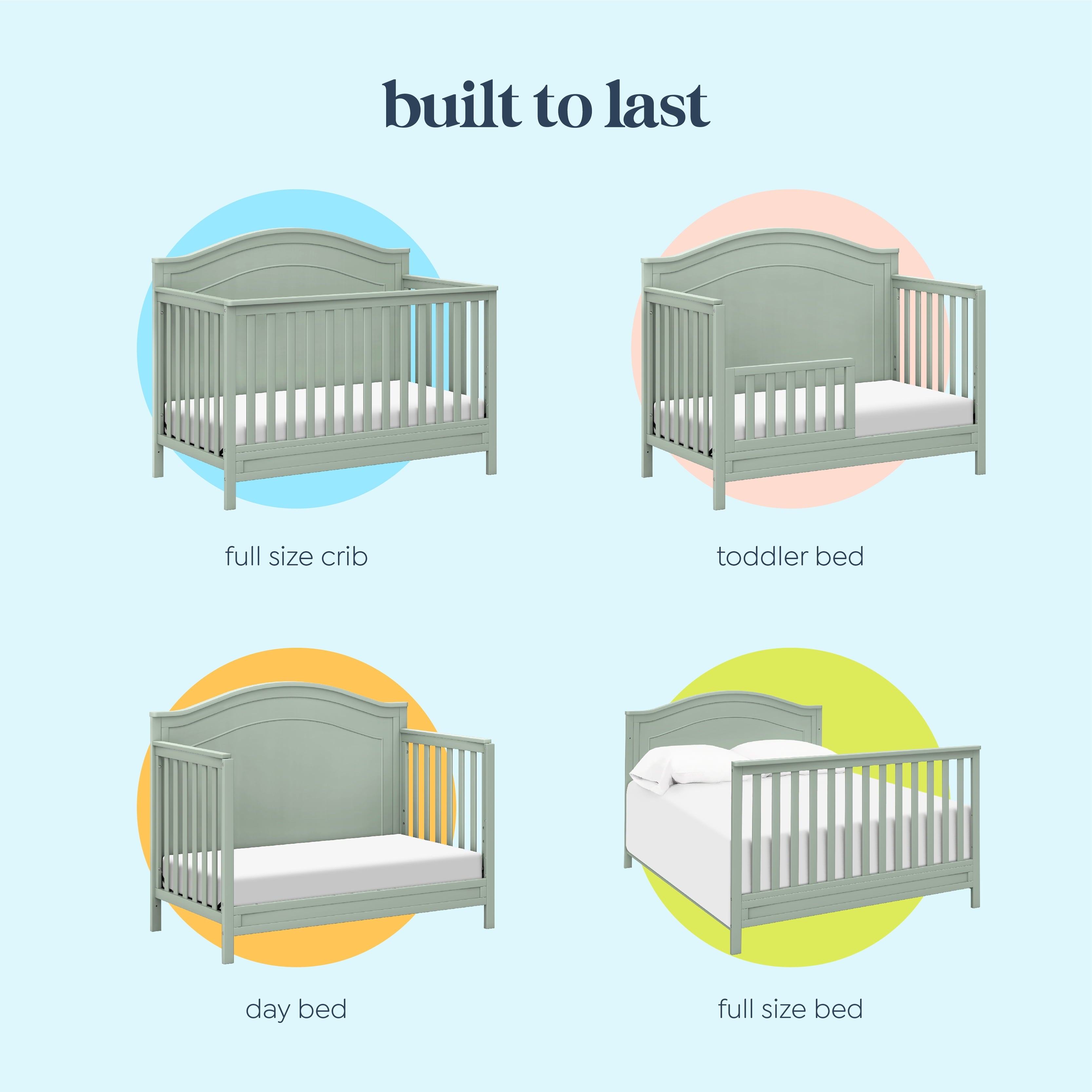 Charlie 4-In-1 Convertible Crib in Light Sage